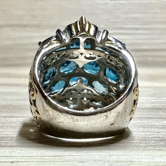 Gems En Vogue 9.60ctw London Blue Topaz Three-Row Wide Band Ring, Size 5 - Picture 4 of 11